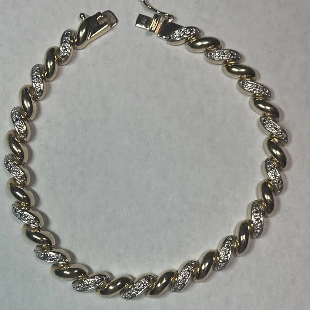 Sterling Silver 925 Gold Tone Rope Tennis Bracelet